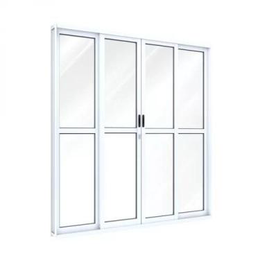 Imagem de Porta Sacada 4 Folhas 210x150 Branco C/Trinco - Jr esquadrias preço ju