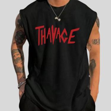 Imagem de Regata Oversized Masculina Academia Cavada treino 100% Algodão - Stree
