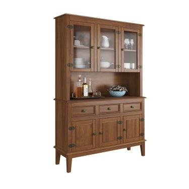 Imagem de Arca E Oratório 6 Portas E 3 Gavetas - Madeira Maciça - Amêndoa Verniz