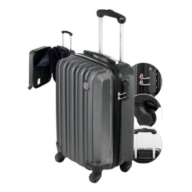 Imagem de Mala de Viagem de Bordo 10kg Sestini Padrão ANAC com Cadeado Integrado, Rodas 360° em ABS Reforçado (Grafite, Bordo)