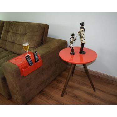 Imagem de Mesa Lateral Tampo Laqueado Para Sala Tampo 50 cm Tripé Pés Palito - V