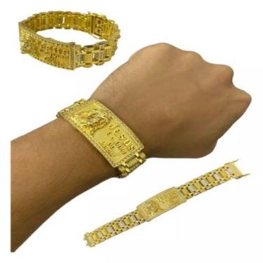 Imagem de Bracelete 18mm Jesus É O Dono Personalizado Banhado Ouro 18k - ToJoia1