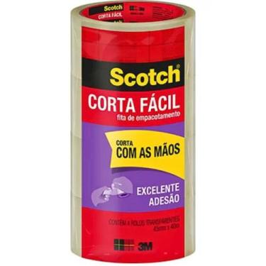Imagem de Fita Adesiva de Empacotamento Corta Fácil 45mm x 40m com 4 Rolos Scotc