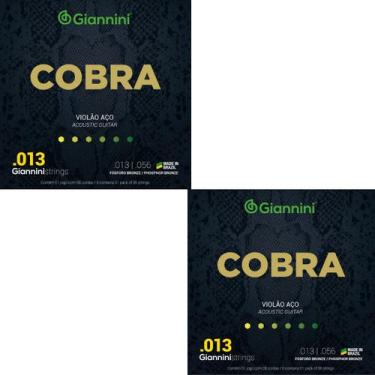 Imagem de Kit 2 Encordoamento Violão Giannini Aço Cobra GEEFLXF Fósforo Bronze 0