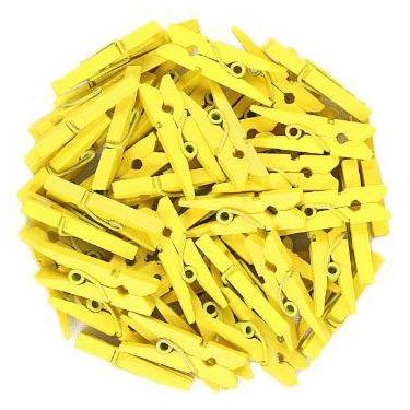 Imagem de Mini Prendedor de Madeira Amarelo 2,5cm - 50 Unidades - Artlille
