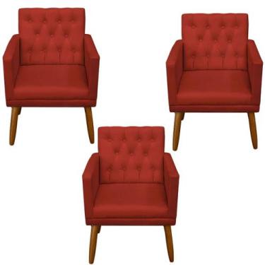 Imagem de Kit 3 Poltronas Capitone Decorativa para Sala de Espera Sala de Estar 