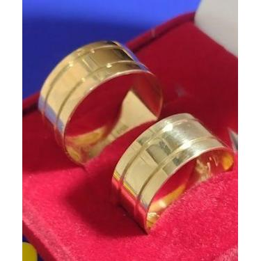 Imagem de Par Alianças 10 mm Largas Ouro 18 Kilates 10 Gramas