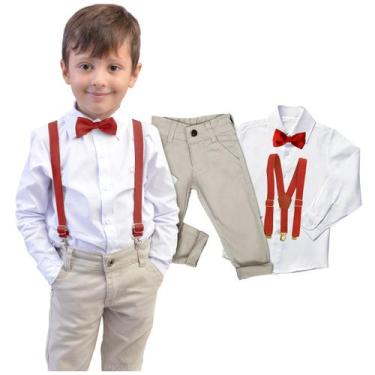 Imagem de Roupa Juvenil Social Masculino Batizado Casamento Gravata E Suspensóri