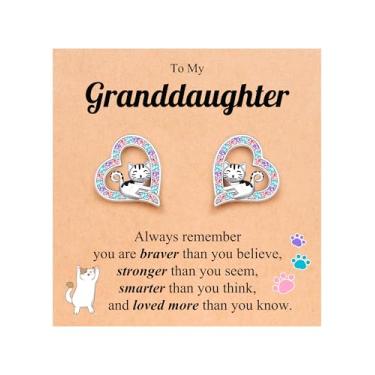 Imagem de UPROMI Brincos hipoalergênicos para meninas, crianças, joias fofas, presentes para neta da avó, presentes de dia dos namorados, meias de Natal, 8 a 12 anos, presentes para meninas adolescentes