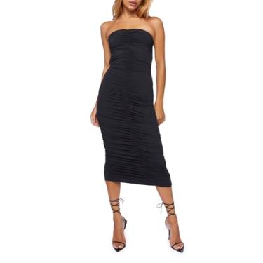 Imagem de Forever 21 Vestido midi colado ao corpo franzido, Preto, M