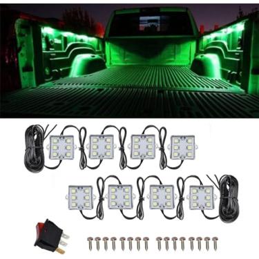 Imagem de NBWDY Kit de luz LED para cama de caminhão de 8 peças, kit de iluminação de caixa de trabalho traseira, luz de caminhonete de carga, luz de marcador lateral, luz de rocha para carro RV com