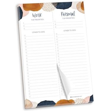 Imagem de bloom daily planners Bloco de planejamento de lista de trabalho e pessoal para fazer – organizador de blocos de notas sem datas com folhas perfuradas – 15 x 23 cm – abstrato terroso
