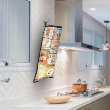 Imagem de Puxa Saco Grande Porta Sacolas Plásticas de Cozinha Lavanderia Banheiro Dispenser Organizador de Sacos Plásticos (Estampa, Bakery)