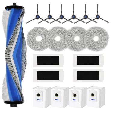 Imagem de 19 peças de acessórios para ECOVACS DEEBOT T30S/T30S Combo Robot Vacuum, peças de reposição escova principal, escova lateral, filtro, esfregão, saco de poeira