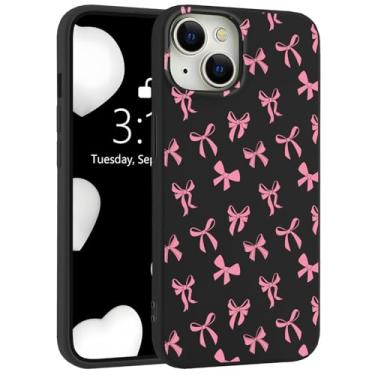 Imagem de LuminousGuard Capa para iPhone 16, linda capa de telefone kawaii rosa laço preto líquido silicone líquido slim fit capa protetora de borracha gel macio para mulheres e meninas