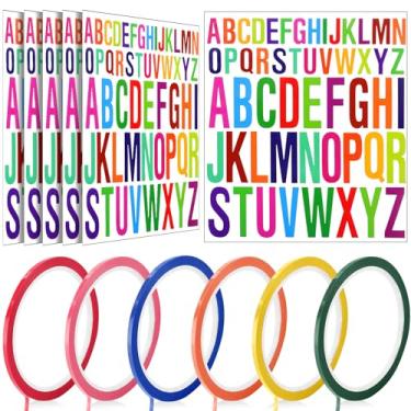 Imagem de 312 peças de 5 + 2,5 cm de quadro branco com 6 rolos 1/20.3 cm quadro branco 33 m fita adesiva autoadesiva alfabeto fita risca gráfico gráfico fita adesiva em carta para escola sala de aula escritório