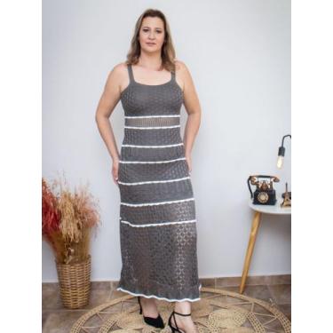 Imagem de Vestido Longo listras nuvem - Andresa Lima, Cinza, M/G