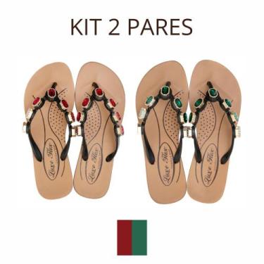 Imagem de Kit 2 Pares Chinelo Feminina Para Dores Esporão Terapia dos Pés, Verde