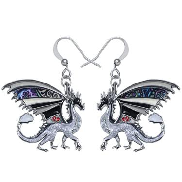 Imagem de DALANE Brincos de dragão de liga de esmalte com pingente de dinossauro mítico, joias modernas para mulheres, meninas, presentes, 22mm x 21mm, Esmalte, Sem pedra preciosa