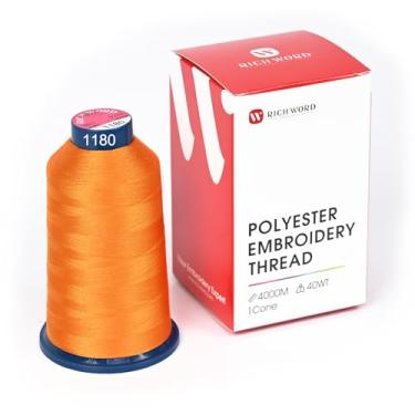 Imagem de Richword Fio de bordado amarelo 4000 m (4374Y) 40 WT fio de poliéster 100 cores selecionadas para várias agulhas comerciais e máquina de bordar de agulha única 1180
