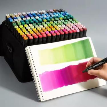 Imagem de Kit de Canetas Touch 80 Cores – Ponta Dupla, Hidrográfica, Profissional para Arte, Desenho e Escola