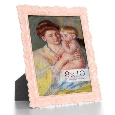 Imagem de Axeman Porta-retrato rosa vintage 20 x 25 | Moldura antiga de 20 x 25 cm com vidro real | Moldura rosa ornamentada 20 x 25 cm para exibição de parede e mesa | Moldura de 20 x 25 cm
