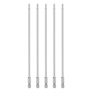 Imagem de HARFINGTON 5 peças T15 Bit Torx de segurança 1/10.2 cm haste sextavada 20.3 cm de comprimento S2 aço magnético resistente à adulteração, chave de fenda Torx cabeça Torx com furo para brocas de chave