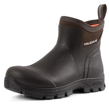 Imagem de Trudave Botas De Chuva Masculinas, Sapatos De Jardim À Prova D'Água, Botas De Trabalho De Borracha No Tornozelo, Botas De Acampamento Ao Ar Livre, Botas De Neve E Lama Para Agricultura, Caça, Trabal