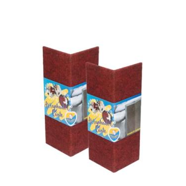 Imagem de Arranhador de Canto para Gatos em Madeira e Carpete - Protetor Resistente para Sofás, Móveis e Cama Box - Mantém Seu Pet Feliz e Seu Espaço Protegido (Vermelho, 2 Unidade)