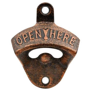 Imagem de Luwanburg Abridor de garrafas de ferro fundido antiquado montado na parede abridor de cerveja cobre antigo