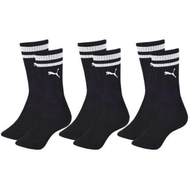 Imagem de Kit com 3 Pares de Meias Esportiva Listrada Modelo Cano Longo Puma Spo