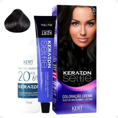 Imagem de Coloração Creme Kert Keraton Selfie 3.0 Castanho Escuro