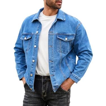Imagem de Bindefon Jaqueta jeans masculina estilo caminhoneiro, sem forro, primavera outono, Azul - 1, M