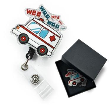 Imagem de Wee Woo Carretel de crachá de ambulância retrátil com clipe jacaré, enfermeira paramédica, médico, motorista de ônibus de emergência, equipe de resposta rápida, equipe de trauma XZJ009