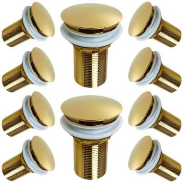 Imagem de KIT 10 Válvula Ralo Click 1.1/4 Metal P/ Pia e Cuba Dourada - Montelar