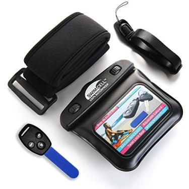 Imagem de Bolsa de chave à prova d'água para natação - capa com suporte de chave para dinheiro, leitor de MP3. Braçadeira ajustável e cordão de pescoço, capa de chave de silicone para braço de pulso ou