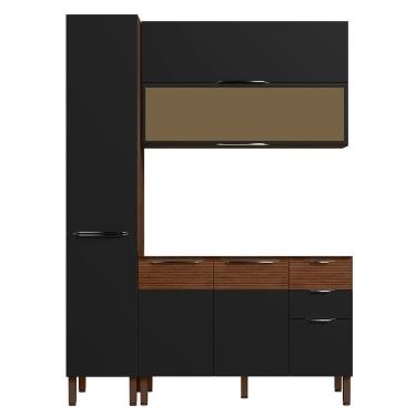 Imagem de Armário De Cozinha Cp03 Para Pia 120cm Dora Z06 Nogueira/preto - Mpozenato