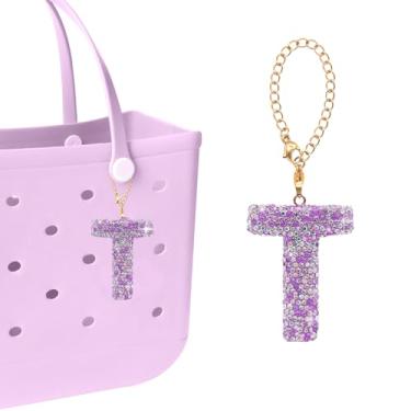 Imagem de NZNDB Berloques de bolsa para acessórios de bolsa Bogg, acessórios de bolsa de pântano para mulheres e meninas, letras personalizadas decorativas para bolsa Bitty Bogg Bolsas de praia, letter-M,