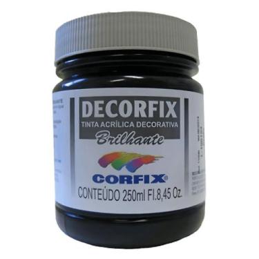 Imagem de Tinta Acrílica Decorfix Corfix Brilhante 250ml - 15300, 321 - PRETO