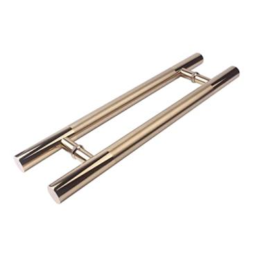 Imagem de Maçaneta de porta giratória de aço inoxidável, maçaneta deslizante em forma de H para banheiro, celeiro, hotel, shopping, fácil instalação, 60 cm (tamanho: prata-1) ()