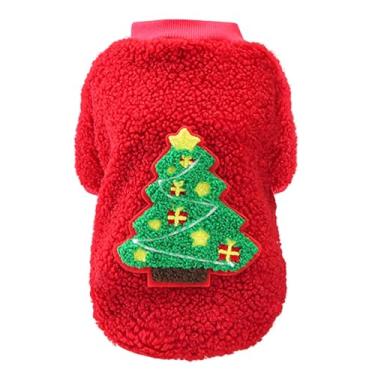 Imagem de Izefia Suéter de cachorro fantasia de cachorro roupas de Natal presente lã cachorro suéter quente inverno pijama natal pai rena árvore cachorro suéter para cachorro pequeno cão médio gato árvore