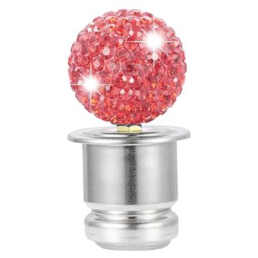 Imagem de Plugue de isqueiro de carro Bling Diamond, strass de cristal à prova de poeira acessórios de soquete de isqueiro interior automotivo, universal para a maioria dos carros (vermelho)
