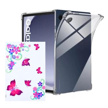 Imagem de Kit Capa Transparente Tablet Galaxy Tab A9 + Plus + Adesivo c/ Pedrinhas