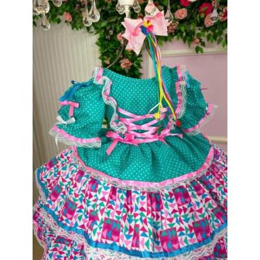 Imagem de Vestido Bella Child Junino Forró Junino Verde Tiffany (VESTBEAJUNVERTI
