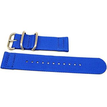 Imagem de Da Luca Pulseira de relógio de nylon balístico de duas peças - azul (fivela fosca): 24 mm