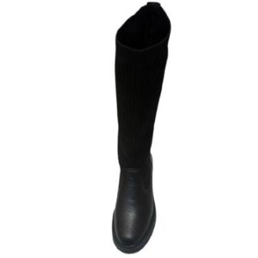 Imagem de Bota Preta Knit Cano Longo Com Elastico Cor:;Tamanho:37-Feminino