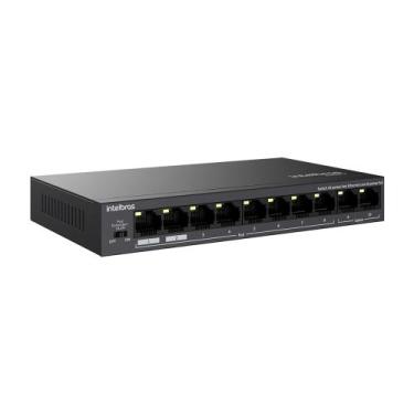 Imagem de Switch 10 portas fast ethernet com 8 portas PoE+ - intelbras, Preto