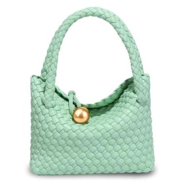 Imagem de KaloKalo Bolsa pequena de tecido de couro vegano, luxuosa, macia, bolsa tiracolo para mulheres, Verde (mint)
