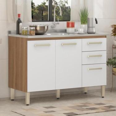 Imagem de Balcão de pia Sem Tampo 3 Portas 2 Gavetas Kiss - Demóbile, Amêndola T