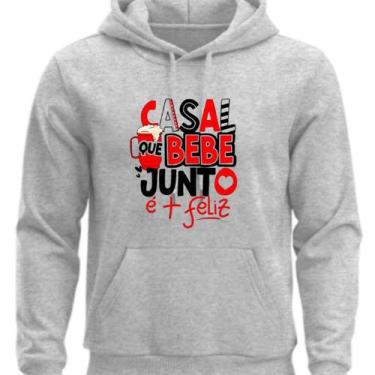 Imagem de Moletom Canguru Com capoz Estampado Casal que Bebe Junto - Hs, Cinza, 